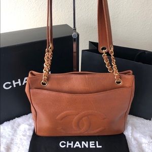 🌸Chanel VTG CC Caviar Leather Brown Tote Bag🌸